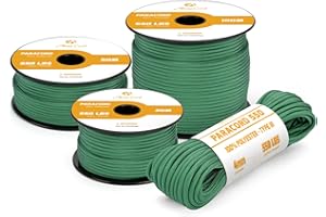 Abma Cord Paracorde 4mm 15m Type 3 Corde Paracorde 550 7 Brins pour Survie, Extrieur, Bracelet, l'artisanat - Max. 250 kg - Kelly Vert