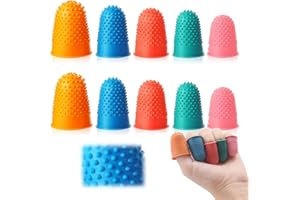FLOTRUTE 10 Doigtiers en Caoutchouc Coussins de Doigts en Silicone Protecteur de Doigts réutilisable Épais avec Boîte pour Comptage Assemblage d'Argent Écriture Tâche de Tri en 5 Tailles et Couleurs