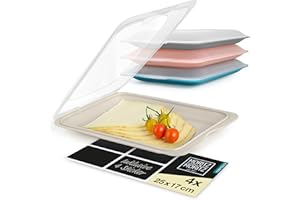 Zestaw 4 sztuk pojemników na kanapki Moritz & Moritz – pojemniki wielokrotnego użytku z pokrywkami do przechowywania wędlin, serów i innych produktów – w zestawie znajdują się etykiety