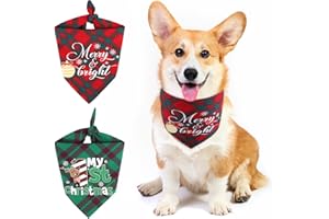 JUPSK 2 Piezas Bandana de Perro, Clásico Bufanda para Mascotas Baberos Triangulares Navideños Accesorios para Disfraces de Navidad Decoración
