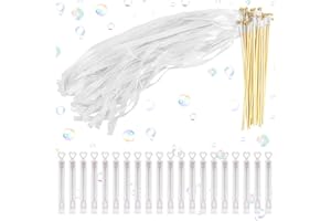 QUNKUN Bolle Matrimonio, Gadget Matrimonio Bacchetta Magica, Bolle di Sapone Giochi Matrimonio, 20 Bacchette Magiche Con Campane, 20 Mini Bacchette di Sapone