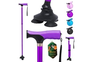 BeneCane Walking Cane for Men & Women Walking Stick for Seniors Folding Canes Triangle Cane Adjustable Lightweight Sturdy Free Standing Collapsible Heavy Duty with Soft TPR T-Handle