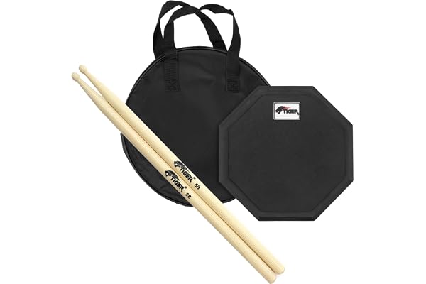 Tiger Tambour d'entraînement avec baguettes de batterie Tiger Hickory 5B
