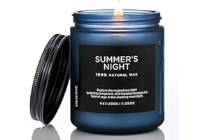 ‎M&SENSE M&SENSE Scented Candle in Glass - Soy Wax Candle Summer Night 200 g | Fresh and Fruity Aroma | 50 Hours Burn Time | Natural Candle for Relaxation and Holiday Atmosphere