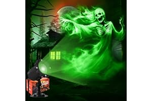 Fiada Halloween Deko Lichter Wasserdicht Halloween Deko Außen/Innen Lichter Dynamische Geisterschädellichter Projektor LED-Landschaftslampe für Garten Urlaub Party(Grün,Skeleton)