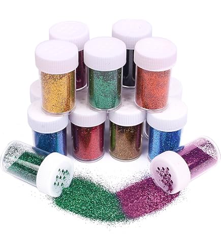 4 Farben Glitzerpulver Set – Rot, Gold, Silber, Grün, Für Basteln, Gesichtsschminke & DIY, Ungiftig PET