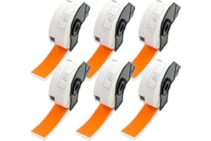 ‎BETCKEY BETCKEY - 6 Rollen DK-11201 Standard-Adressetiketten Kompatibel mit Brother, 29mm x 90mm, 2400 Farbige Etiketten Orange für Brother QL Etikettendrucker