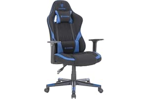 Oversteel - SAPHIRE Chaise de gaming professionnel Tissu imperméable, réglable en hauteur, dossier inclinable à 135°, piston à gaz classe 3, jusqu'à 120Kg, couleur gris/bleu