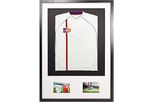 Vivarti DIY Junior 3D Montato - Doppia Apertura Sports Shirt Display Telaio A1 59.4 x 84cm - Telaio Nero, Montaggio Bianco, Scheda di Supporto Nero