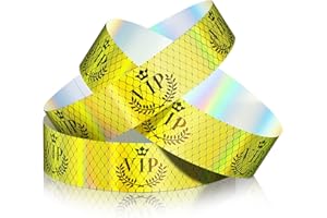 JADIVE 500 Pieces Paper Wristbands VIP Plastic Wristbands Waterproof Party Identification Wristbands Party Bracelets for Events Amusement Parks, Club, Concerts, Fairs, Festivals and Events (Neon Gold)