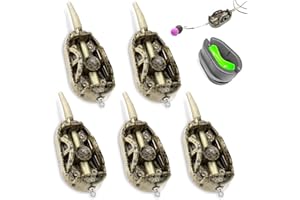‎MELLYSTORE Flat Method Feeder 5pcs Angeln Inline Feeder Zubehör mit Köderbox Fishing Feeder Karpfenangeln Feeder Gerät Set mit 20g,30g,40g,50g,60g Futterkorb Angeln Kunststoff für Grundangeln