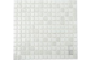 MOSAIK-NETZWERK mosaico piastrelle di rete parete Mix Bianco Mosaico di vetro con effetto faretti parete quadrato cucina bagno WC
