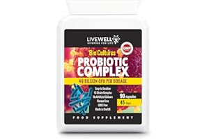LIVE WELL VITAMINS FOR LIFE Bio Culture Probiotics Complex 90 Capsules | 15 Active Bacteria Strains | 40 Billion CFU per serving - Maximum Strength & Potency