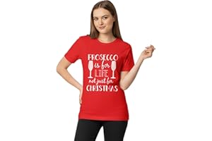 Love My Fashions Women Merry Christmas T-Shirt - Novelty Funny Xmas Top with Snowman, Santa & Reindeer Prints, Crew Neck, Short Sleeve Shirt for Women