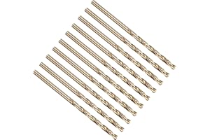 PATIKIL 2.8mm Foret Hélicoïdal, Tige Droite Jobber M35 Cobalt 5% Acier Rapide 135° Finition Or, Mèche pour Métal Acier Inoxydable Dur, Forets à Métaux à Haute Dureté - Lot de 10