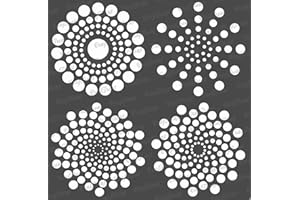 CrafTreat Pochoirs mandala réutilisables pour peindre sur bois, murs et carrelage – Bases du mandala – 15,2 x 15,2 cm – Pochoirs d'art et d'artisanat – Pochoir à pois en spirale