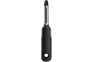 OXO Good Grips Pelador Giratorio doble cuchilla acero inox, removedor de ojos integrado, mango antideslizante, apto lavavajillas para frutas y verduras