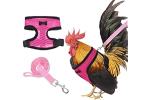 APHUMEDC 1 Stück Hühner Geschirr mit Leine Verstellbares Hühnergeschirr Atmungsaktives Hühner Trainingsgeschirr zum Trainieren und Spazierengehen mit Hühnern, Enten, Gänsen und Kleinen Haustieren (Pink, S)