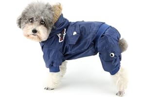 Zunea wyściełany zimowy kombinezon wodoodporny dla zwierząt domowych, dla szczeniaka, małego psa, ciepły kombinezon śniegowy z polarem, dla psów rasy chihuahua, york, niebieski, L