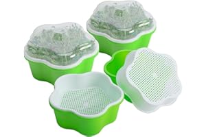 LATERN 4 Stück Keimschalen mit Deckel, 16CM Keimschale BPA-freier Gesunder Hydrokultur-Anzuchtkasten Erdfreie Keimschale für Anbau Mungbohnen, Alfalfa, Weizengras