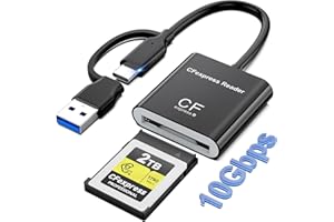 ROCKETEK Lettore di schede CFexpress tipo B con USB 3.2 (Gen 2) 10 Gbit/s, 2-in-1 USB-C&USB-A Adattatore Lettore di schede di memoria CFexpress tipo B compatibile con Windows/Mac/Linux/Android