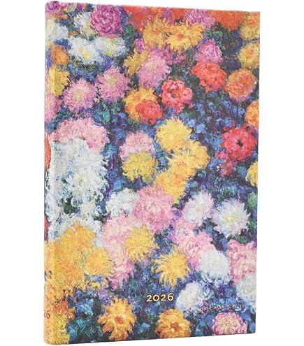 Agenda 2026 Jour Par Jour Cezanne - Couverture Rigide Flexi, Fermeture élastique - Mini Format (7x3,75 Pouces) - Design Pots De Fleurs