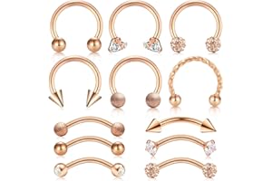 AceFun Piercing Tragus Helix Cartilage Oreille 16G Piercing Labret Studs Acier Chirurgical & Bioflex Acrylique Perle Boule CZ Bijoux