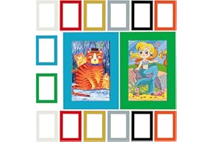 Delamiya 16 Stück Passepartout, 20x15 cm Passepartout, Nach Mass Passepartout Karton Säurefrei Paspartou für Bilder Fotos in 15x10 cm für Collage,Fotos,Bilder,Pappe Bilderrahmen, Mehrfarbig