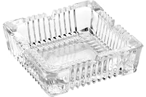 Cuisine Art Soda-Lime Glass 3 Inch Square Glass Ashtray Transparent | Heavy Clear Glass Ash Tray for Home Office Hotel Café | Durable Tabletop Smoking Accessory