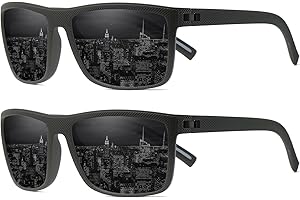 Perfectmiaoxuan Gafas de sol Piloto polarizadas hombre y mujer Verano Vacaciones futuristas Pesca Conducción TR90 marco Protección UV cuadrado gafas de sol Sunglasses