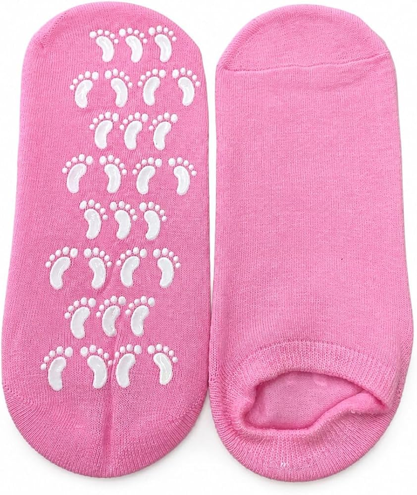 Nemlendirici Jel Çorap, Silikon Jel Destekli Topuk Bakım Çorabı, Pembe, Yumuşatıcı Spa Çorabı