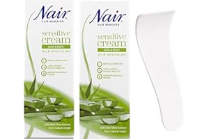 QUINN WHOLESALE Niar Sensitive Hair Removal Cream Bundle: 2 x 100ml With Portable Scraper for Sensitive Skin - Effective Depilatory for Men & Women