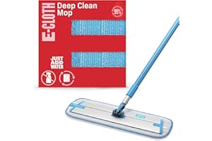 E-Cloth Deep Clean Mop, Microfibre Mop for Floor Cleaning, Great for Hardwood, Laminate, Tile and Stone Flooring, Washable and Reusable, Blue & Silver, 1 Pack