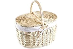 MyBer® K12-027-W-SW Wicker Wicker Shopping Basket with 2 Lids, White