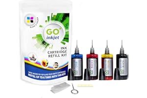 GO INKJET Noir et Couleur pour imprimante CMYK Kit de Recharge de Cartouches d'encre pour imprimantes Brother, Canon, Dell, HP, imprimantes a Jet d'encre Lexmark (par GO
