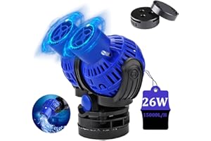 EXLECO Pompa przepływowa do akwarium, Dual Wavemaker 15000 l/h, 26 W, pompa obiegowa, pompa falista JVP-232 WAVE MAKER wychylna o 360°, do akwariów słodkowodnych i słonych 150 ~ 300 cm