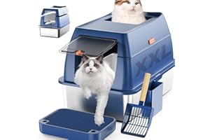 COOLYNX Arenero para Gatos Cubierto de Acero Inoxidable, XXL Caja de Arena para Gato, para Gatos Metal Extraíble, Arenero Gato Grande, con Pala, Sin Olor, Prueba de Fugas con Borde Alto