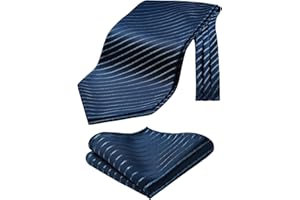 HISDERN Ascot a Pois Uomo e Fazzoletto Stripe Cravatta da Matrimonio Elegante Foulard Business Classico Ascots Set