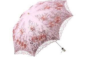 LCY Sonnenschirm Regenschirm,Regenschirm Uv-Schutz,Damen Spitze Sonnenschirm Brautschirm Taschenschirm