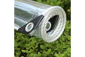 QWEASDF Telone Impermeabile Trasparente per Esterno,Tenda da Balcone in Plastica per Esterni, Teloni Impermeabili PVC, per Giardini Terrazze Balconi Automobili Piante Serre, Tettoie,1x2.5m/3.2x8.2ft