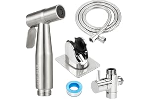 DXLing Handheld Bidet Spruzzatore Acciaio Inossidabile Spruzzatore Spruzzatore portatile per bidet Kit Bidet Spruzzatore Set con Supporto e Valvola G1/2 "T per Bambino Pannolino Spruzzatore