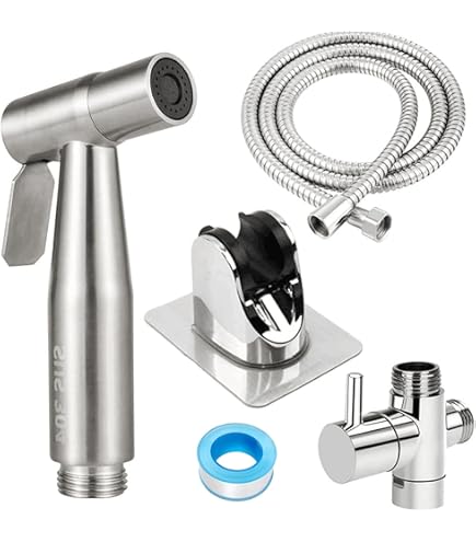 Roestvrij stalen handdouche Bidet handdouche set waterkraan dispenser met 3M slang en houder toilet sproeier met dual-modus (jet/stream) G1/2 ventiel en een G3/8
