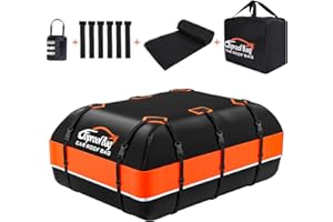 SPEUNI Car Roof Box, 21 Cubic Feet Roof Bag, 1000D Waterproof Heavy Duty Tear-Resistant Fabric, Rooftop Cargo Carrier for All Vehicle with/without Racks, Included Luggage lock, Anti-Slip Mat, 6 Door Hooks.