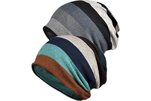 WULIQIUQIU 2 Pack Cotton Slouchy Beanie Hats, Chemo Hat Cap Scarf for Women and Men