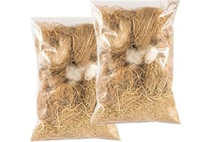FACULX Natürliches Einstreu & Nistmaterial für Vögel & Kleintiere, 2er-Pack gemischtes Nistmaterial, aus Juteseide, Hanfseil, Baumwolle, Wolle und Bast gemischt im Verhältnis