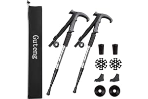 YINGJEE Bastones de Trekking 2pcs, Bastones de Senderismo Telescópicos 65-130cm, Bastones Ultraligeros de Aleación de Aluminio con Sistema Anti Choque para Marcha Nordica, Caminar, Viajar