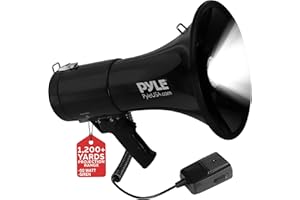 Pyle Portable Compact PA Megaphone Speaker with Alarm Siren & Adjustable Volume - 50W Handheld Lightweight Bullhorn - with Mic, AUX IN for MP3 & Rechargeable Battery - Indoor Outdoor Use - PMP561LTB