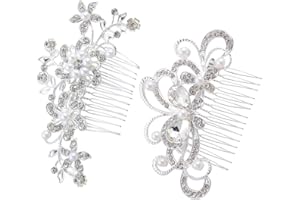 CETORNIE 2 Piece Bridal Wedding Hair Clip Comb Pearl Bridal Hair Accessories Pearls Wedding Decoration Headpiece for Women Ladies Brides and Bridesmaids