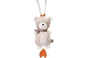 Fehn Caja de música Natur Osito de Peluche con algodón orgánico, Ayuda para Dormir melodía Schlaf Kindlein Schlaf, para en el Camino y en casa, Juguetes Musicales para bebés y niños, Osito Natur