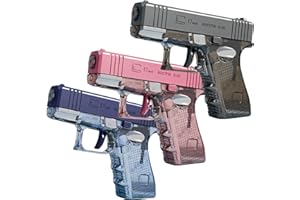 SSKHE 3 Pack Water Pistols, Manual Squirt Toys for Kids, Perfect Summer Pool, Beach, Outdoor Water Fighting Games, Set for Boys & Girls (Transparent Pink/Grey/Blue)